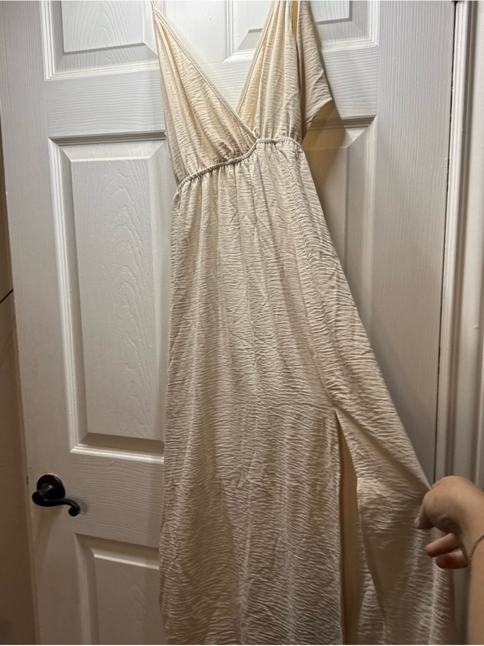 Women’s Cream V-Neck Maxi Dress